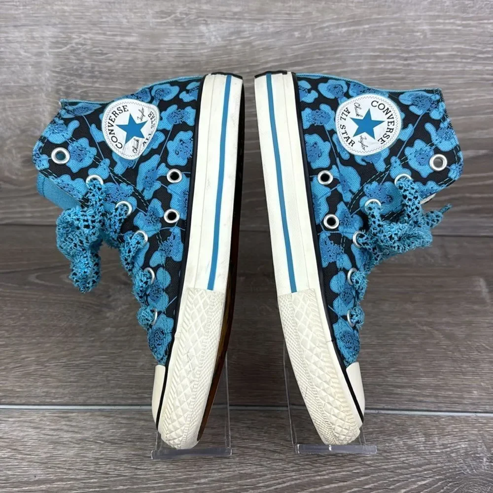 Converse CT All-Star x Dr Woo Little Girl Sz 13 Hi Top Blue Floral Sneakers